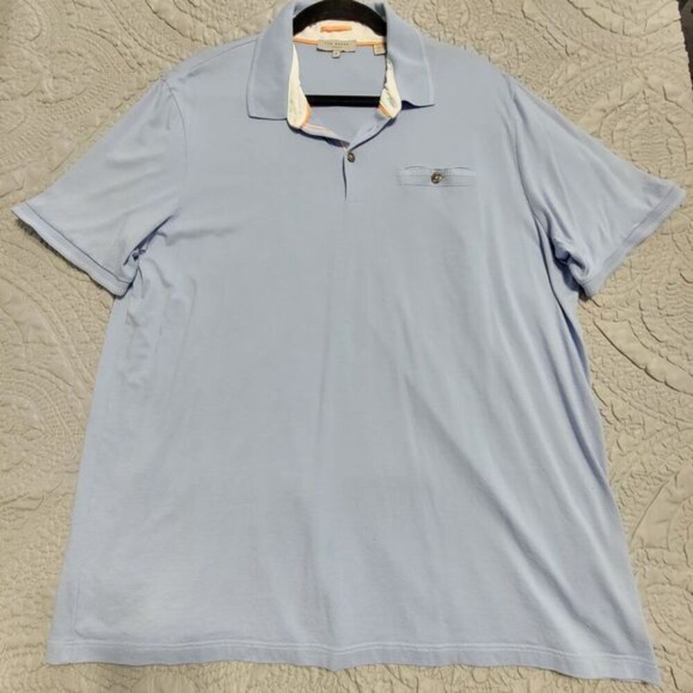 Ted Baker Polo Shirt 6 Light Blue Cotton Blend‎